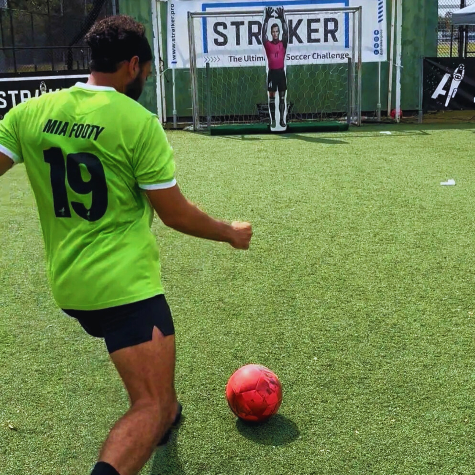 Kids testing STRAIKER AI goalkeeper experience in South Florida.
