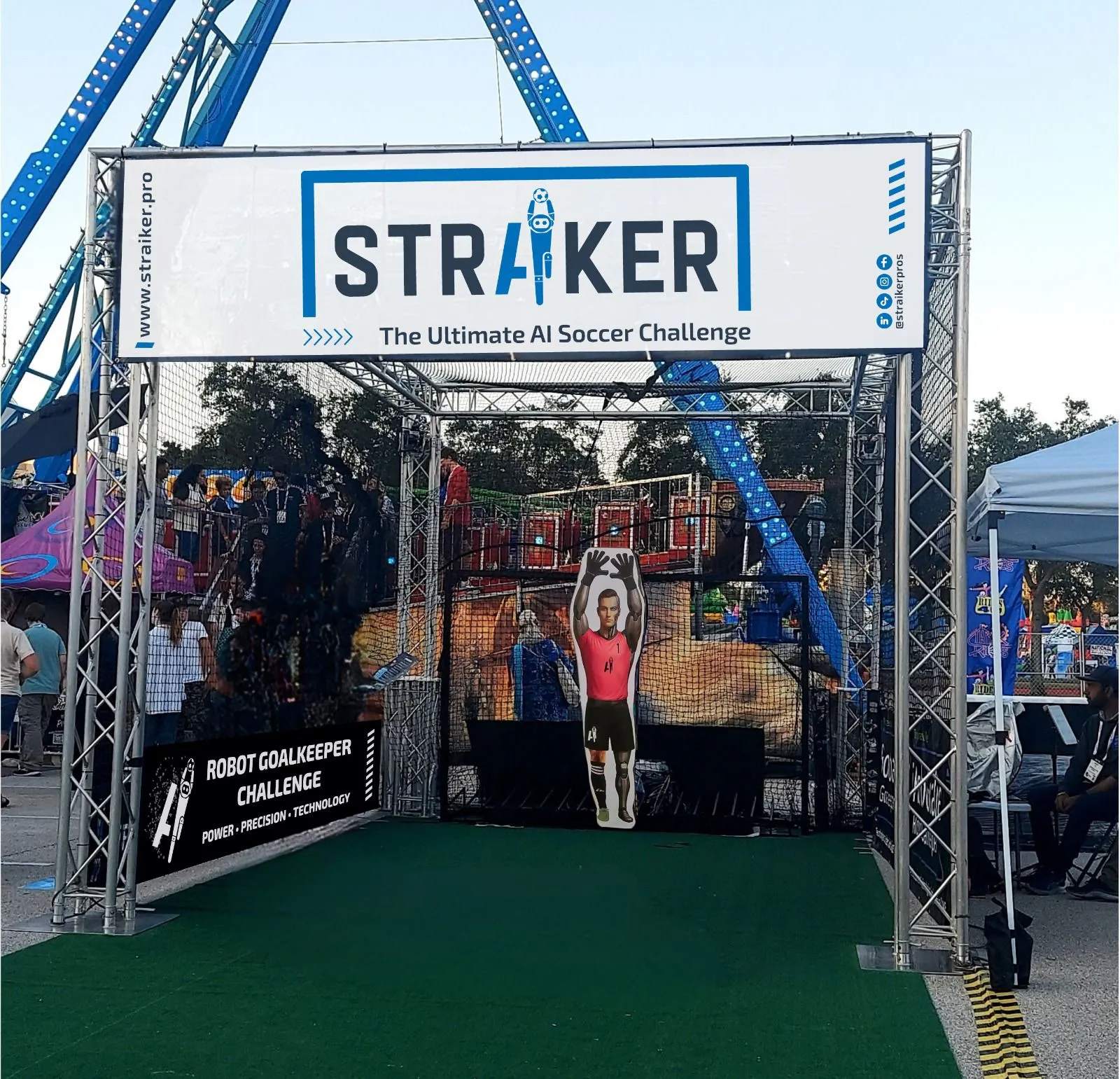 STRAIKER booth setup for venues and outside events